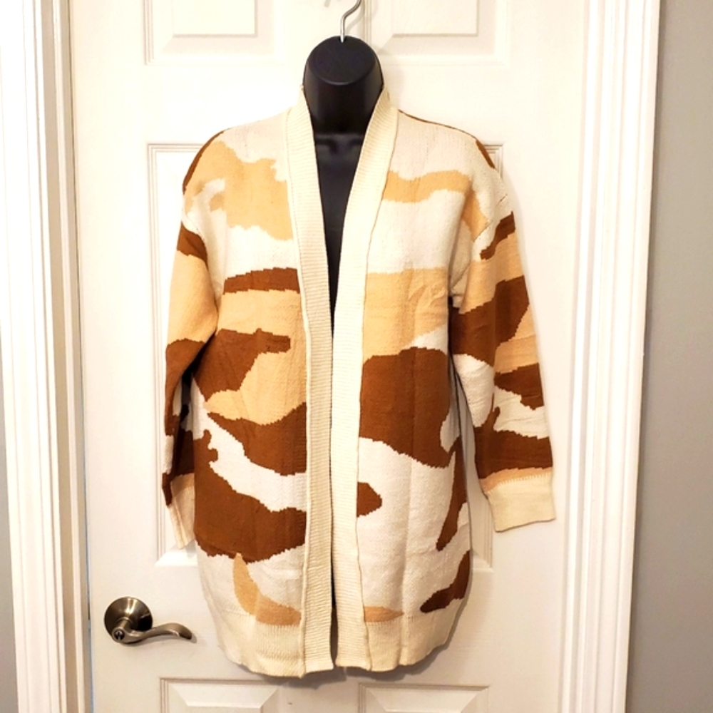 Zesica Camo Style Open Sweater